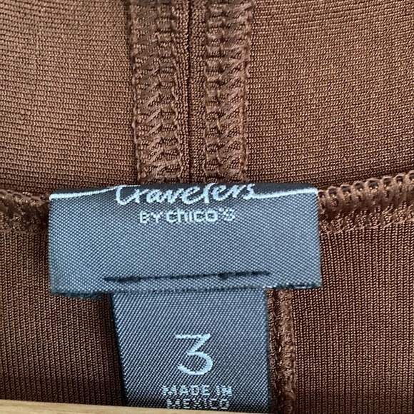 Chicos Womens Brown Open Front Slinky Cardigan Jacket Size XL Office Career - Picture 2 of 12